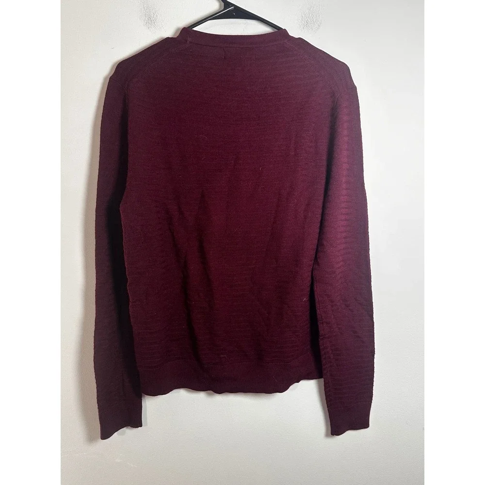 Banana Republic Mens Merino Wool Textured Crewneck Sweater Burgundy S New‎
